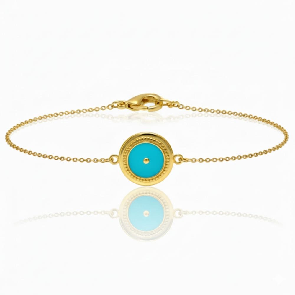 Bracelet motif rond 19cm Plaqué or – Image 3