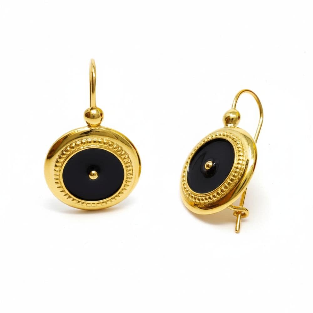 Boucles d’oreilles dormeuse motif rond Plaqué or – Image 4