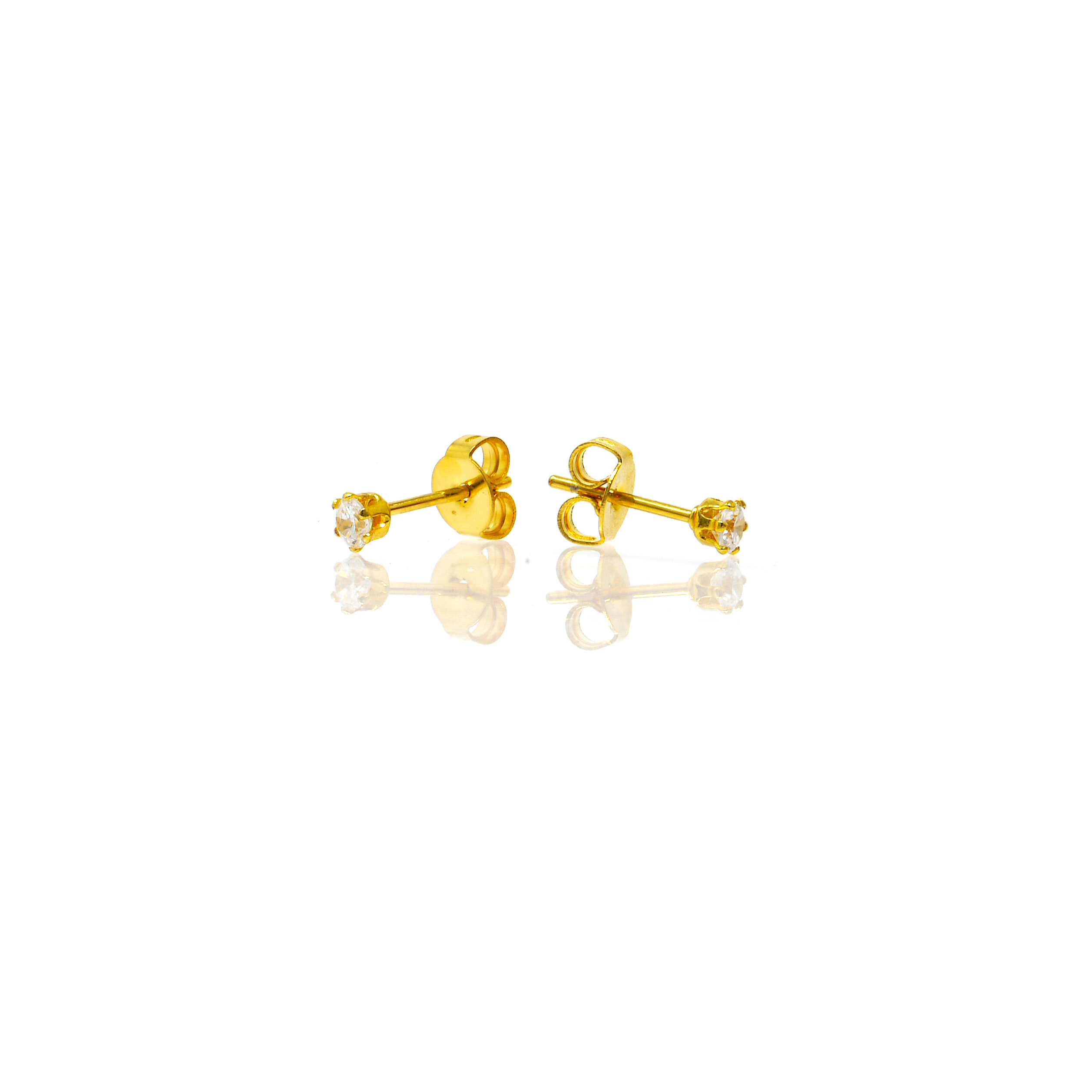 Boucles d’oreilles Zircon ronde acier doré – Image 5