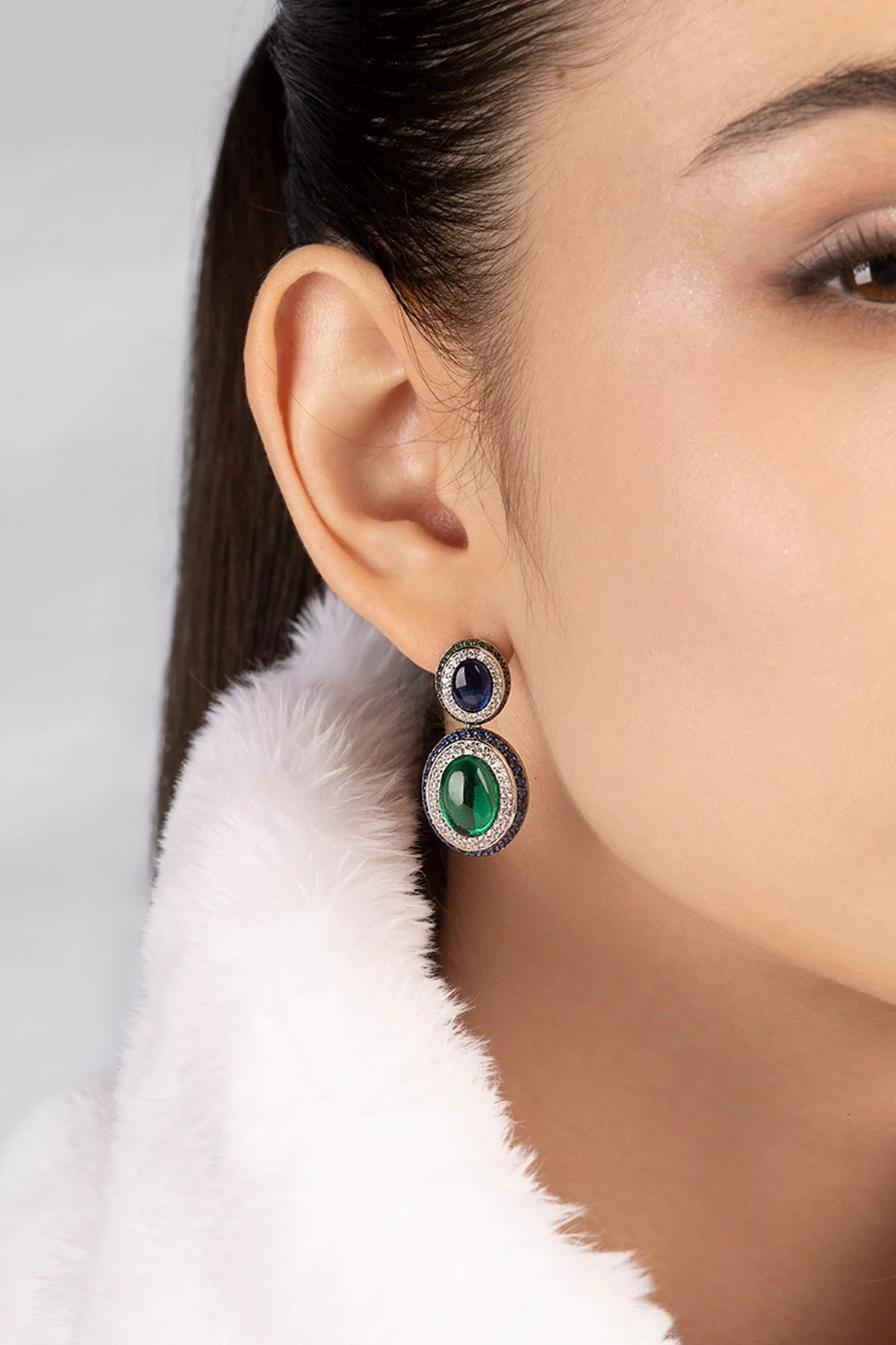 Boucles d'Oreilles Bold Vert Bleu – Image 2