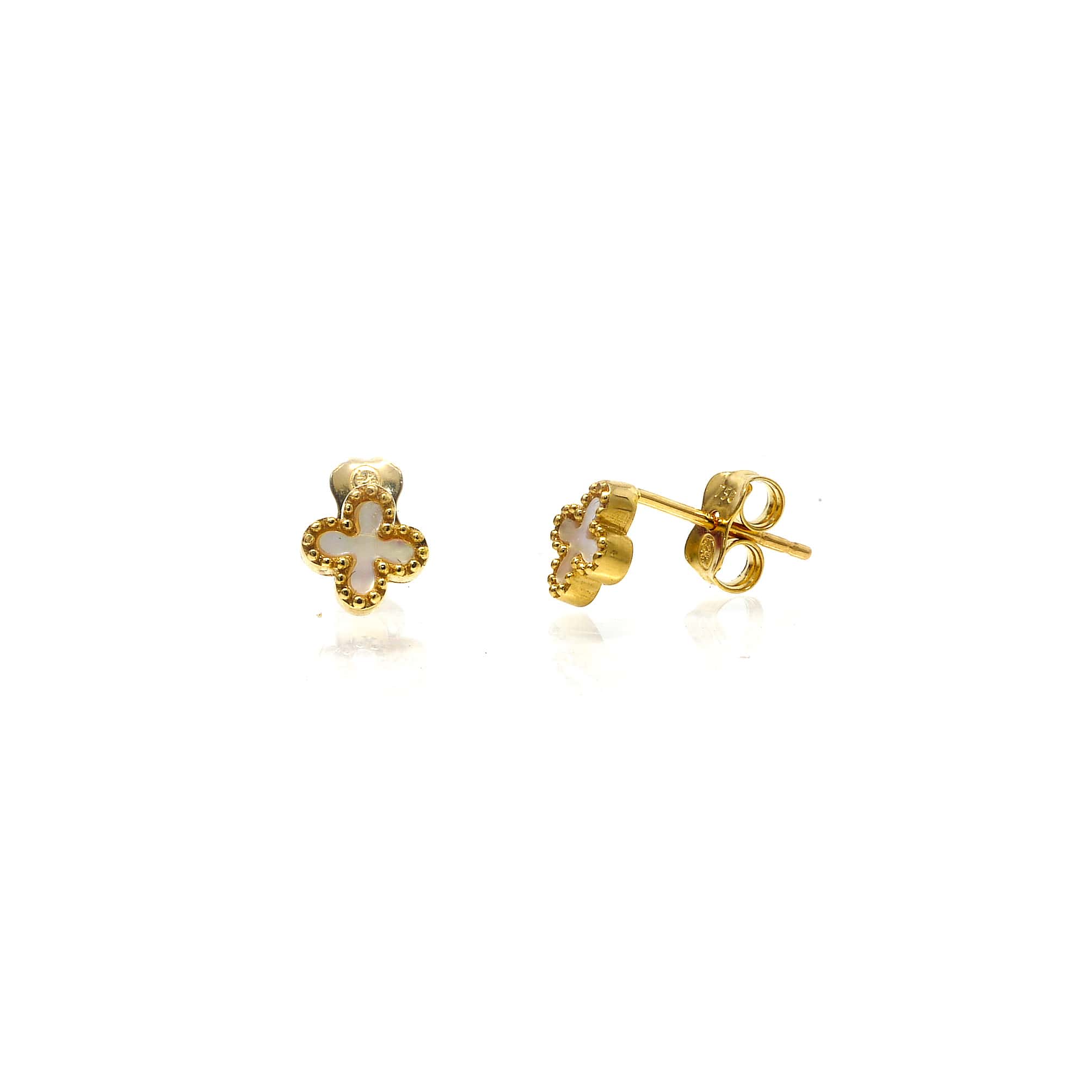 Boucles d’oreilles puce trèfle Or 750/1000 – Image 2