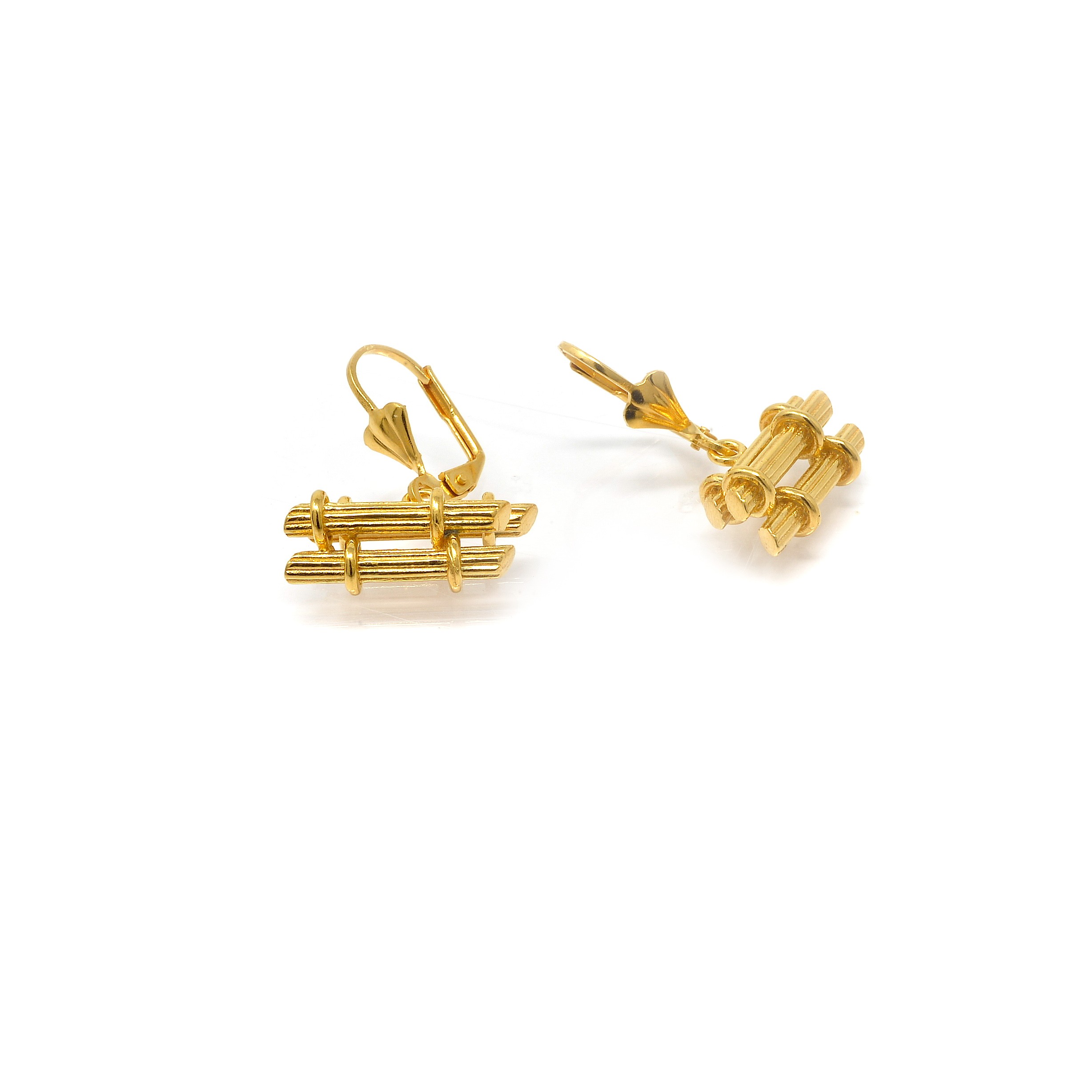 Boucles d’oreilles pendante canne à sucre Plaqué or – Image 2