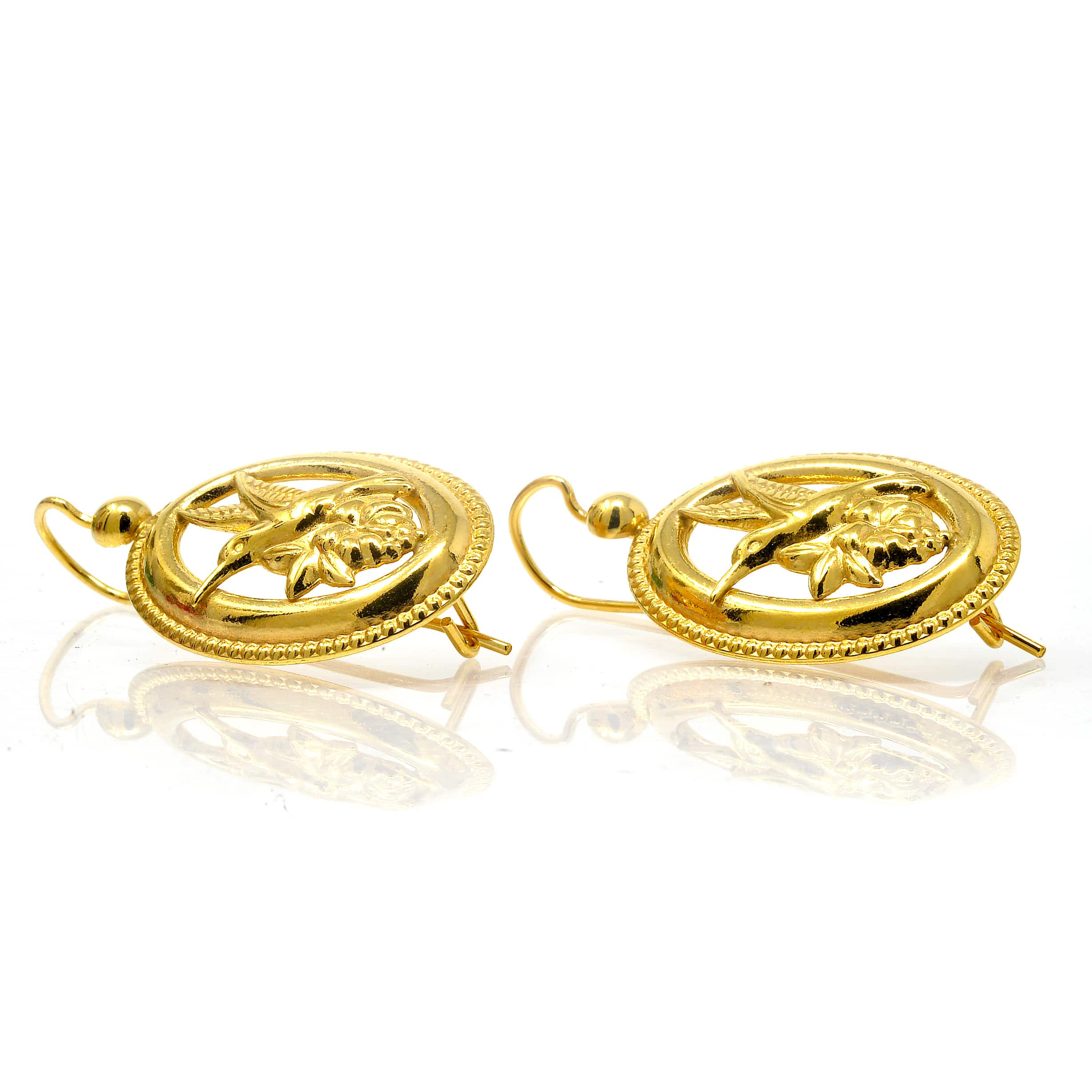 Boucles d’oreilles dormeuse colibri Plaqué or – Image 2