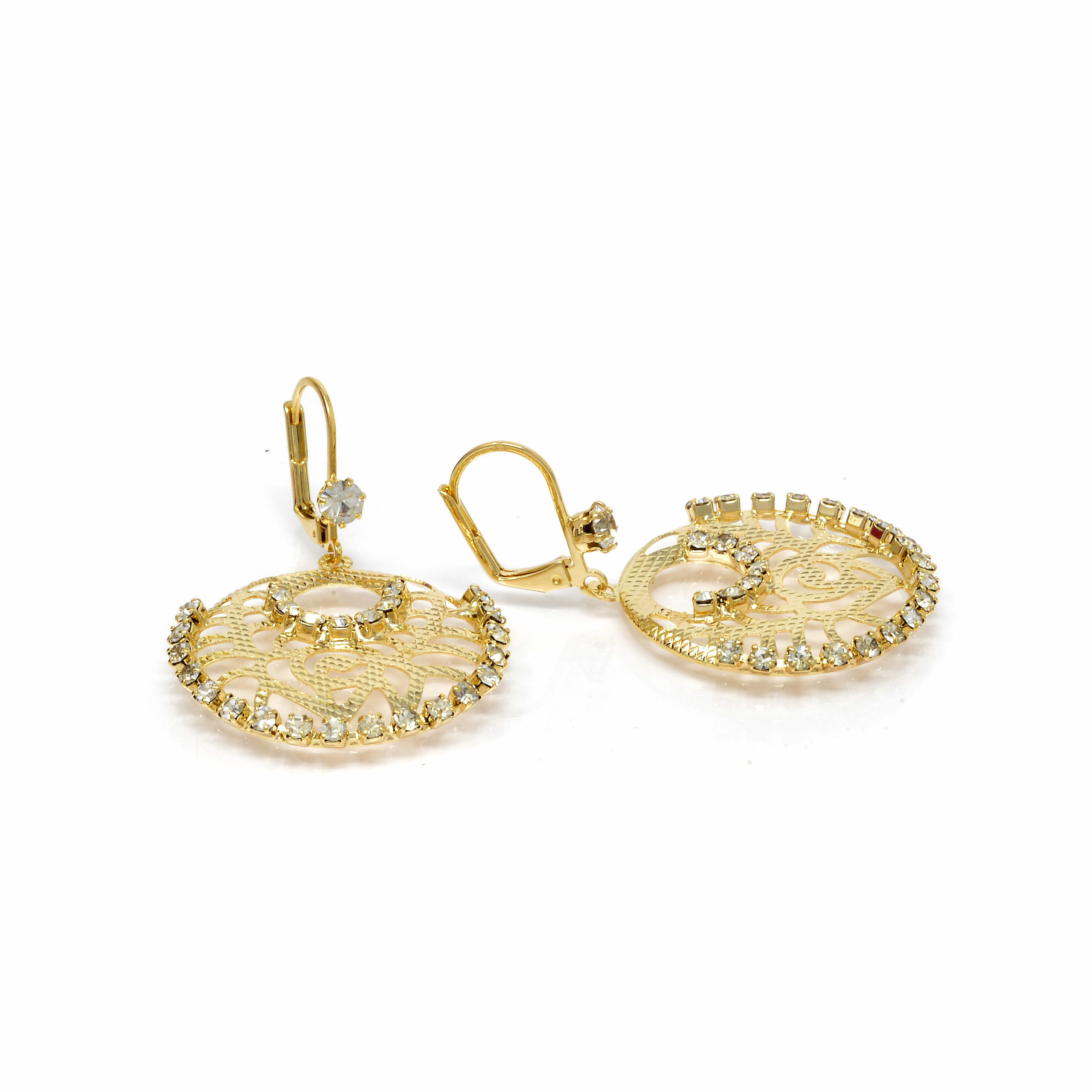 Boucles d’oreilles dormeuse ajouré zircon Plaqué or – Image 3