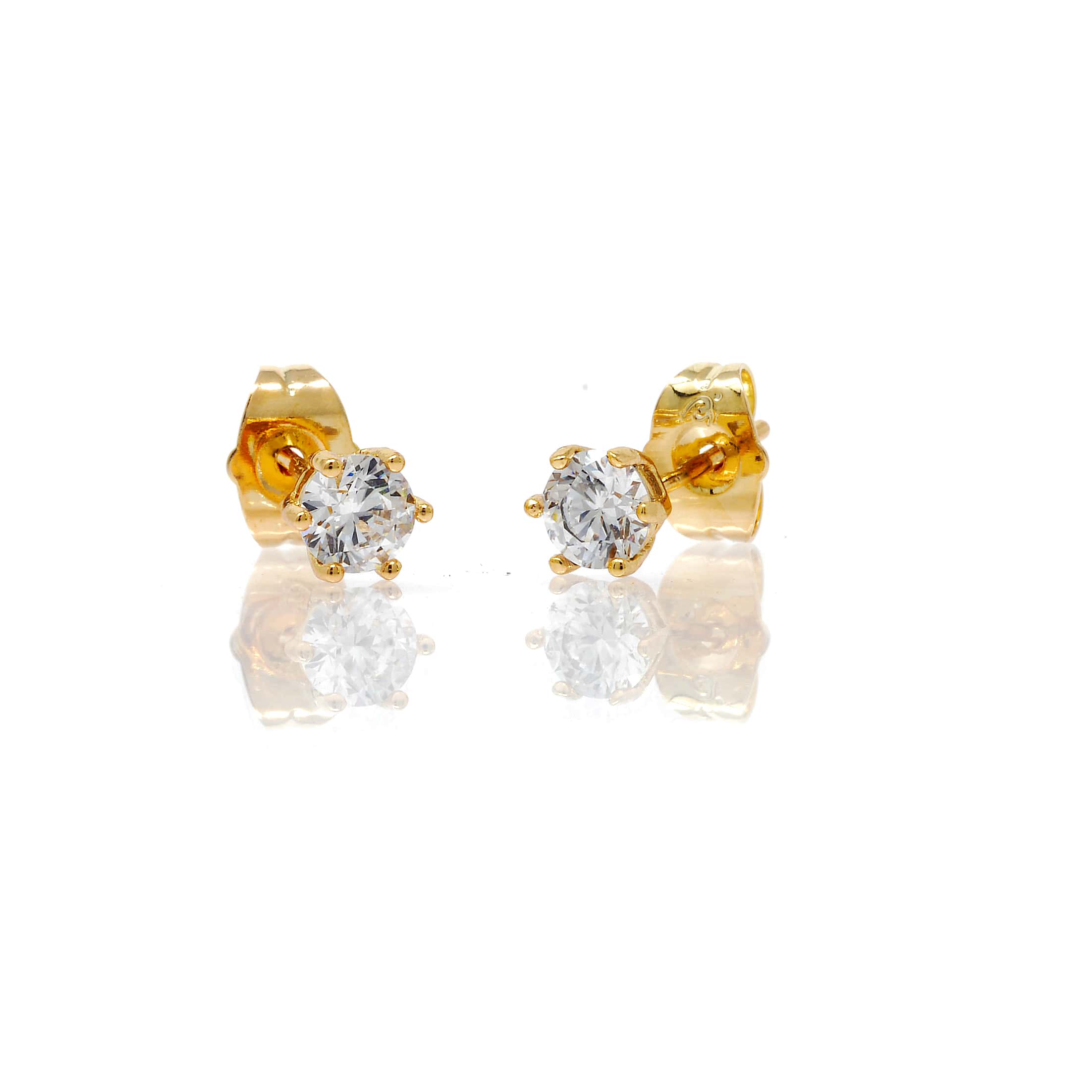 Boucles d’oreilles puce Zircon Plaqué or – Image 2