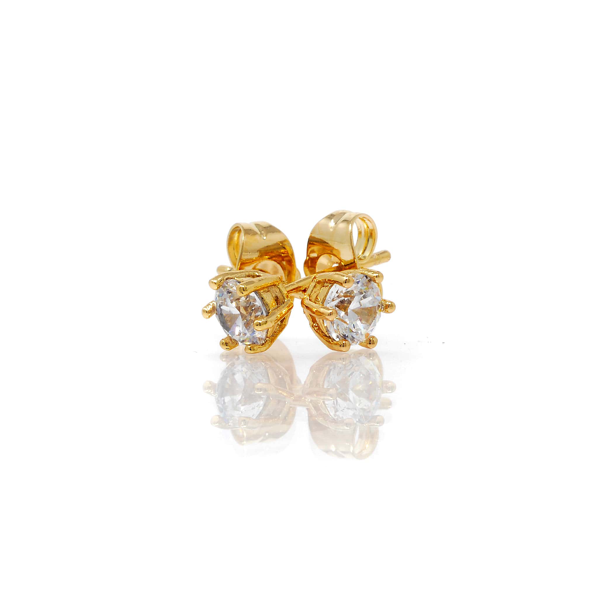 Boucles d’oreilles puce Zircon Plaqué or – Image 6