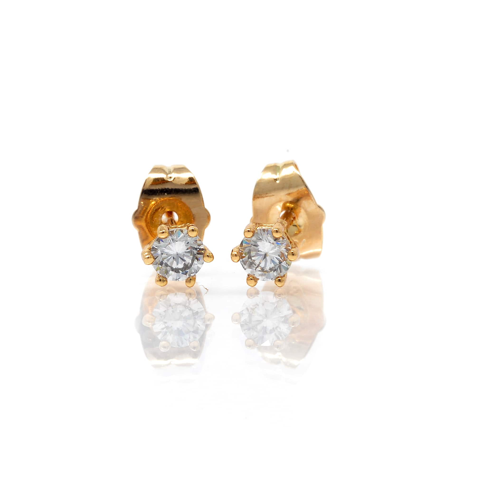Boucles d’oreilles puce Zircon Plaqué or – Image 3