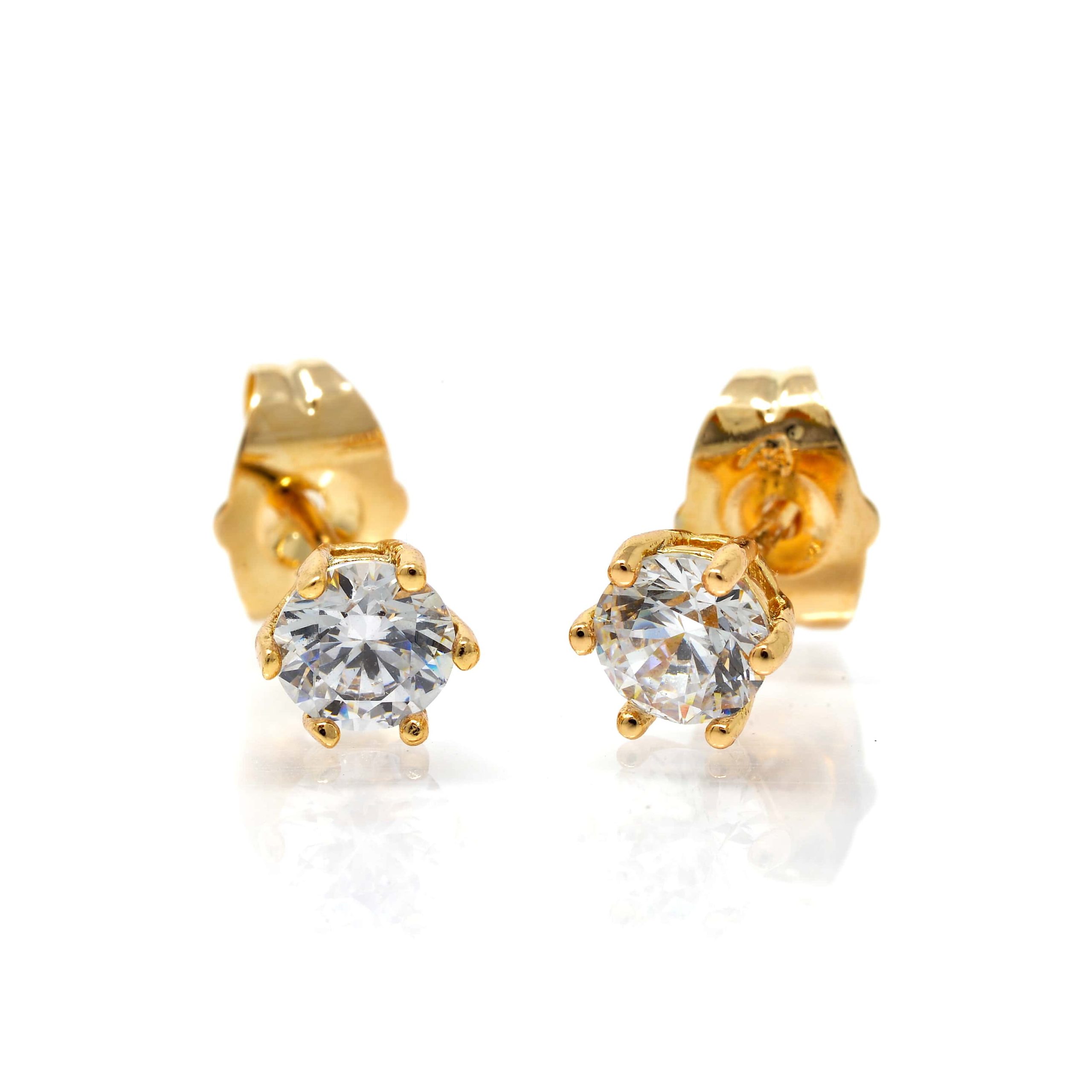 Boucles d’oreilles puce Zircon Plaqué or – Image 8