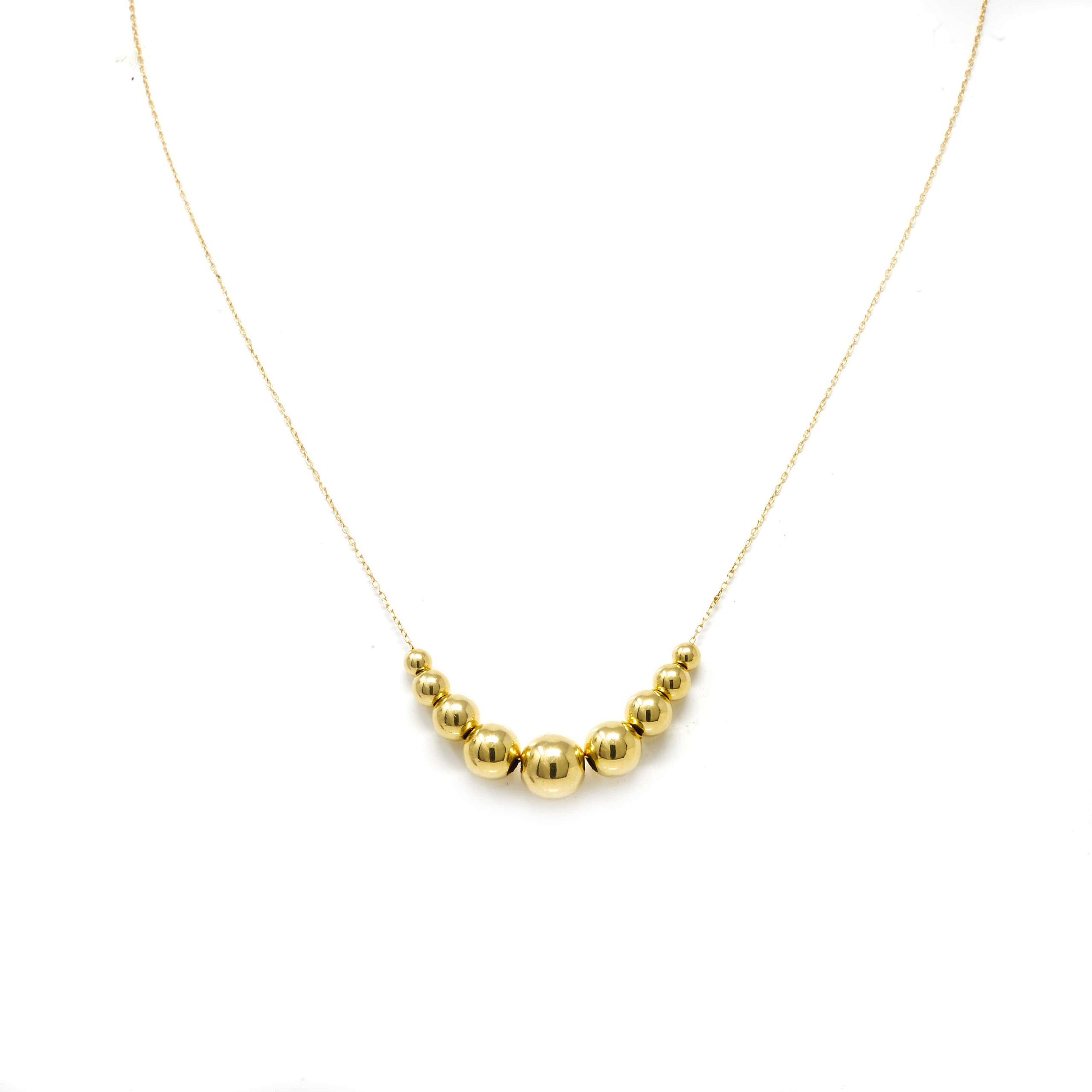 Collier 42cm centre boules 7mm lisse Or 750/1000 – Image 5
