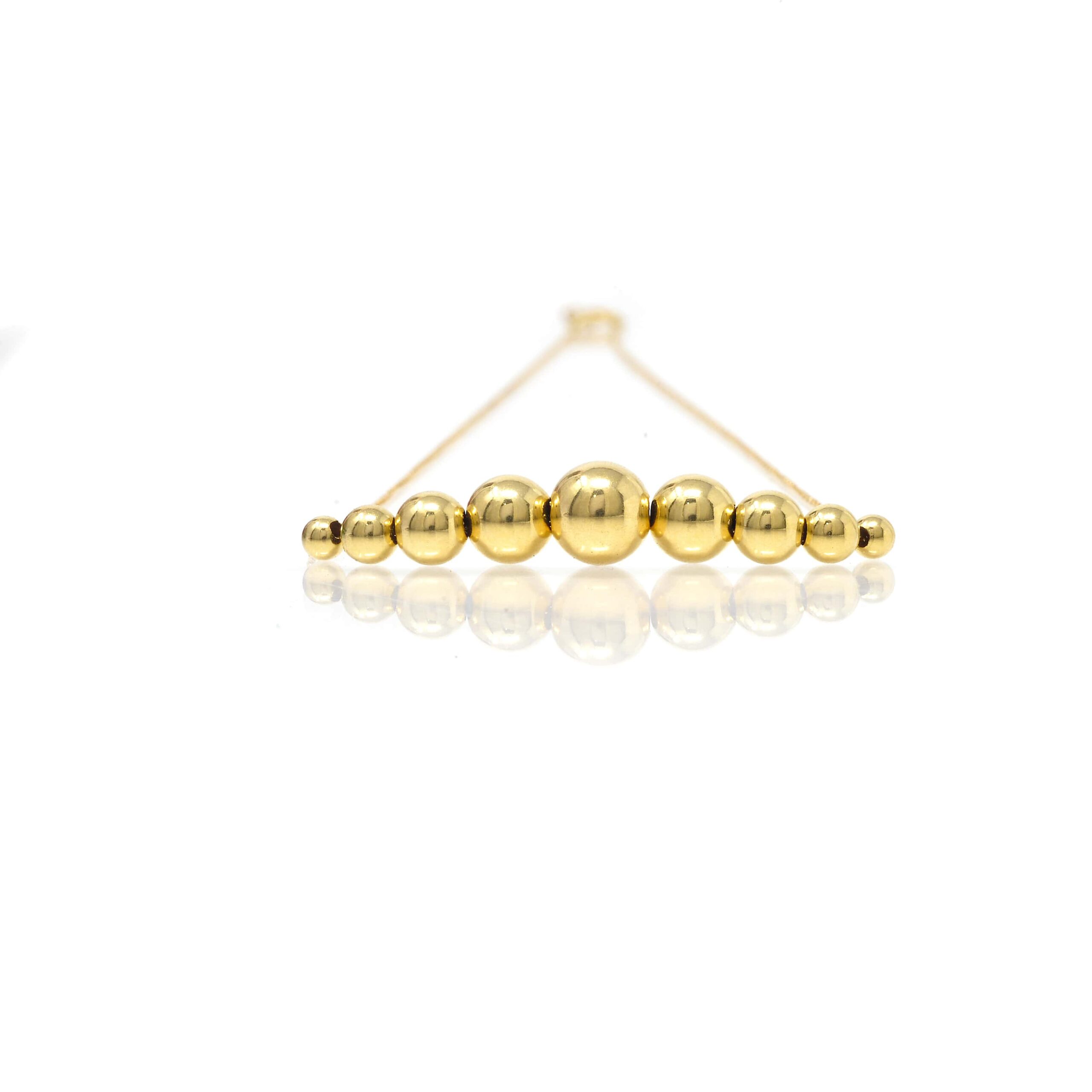 Collier 42cm centre boules 7mm lisse Or 750/1000 – Image 2