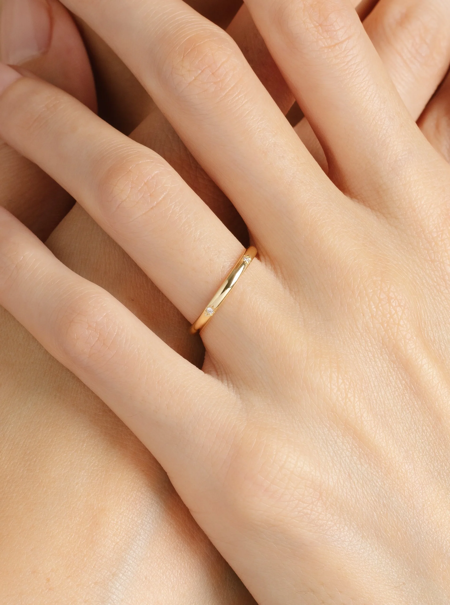 Demi-jonc classique 2mm sertie étoile 5 diamants – Image 4